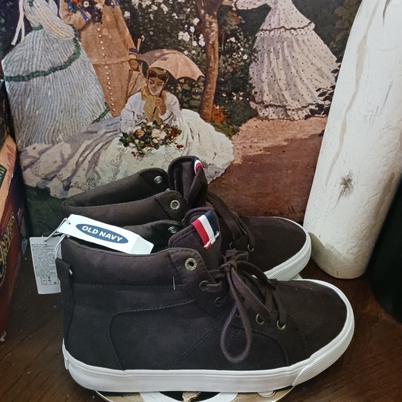 👟 👟 Navy Faux Suede Hightop Sneakers 👟 👞NWT!Dark Brown,Nice🎁Gift. 👟 👞 - Picture 12 of 12
